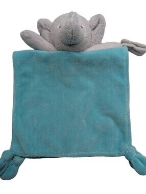 Carters Blue Grey Elephant Satin Security Blanket Baby Lovey  Plush